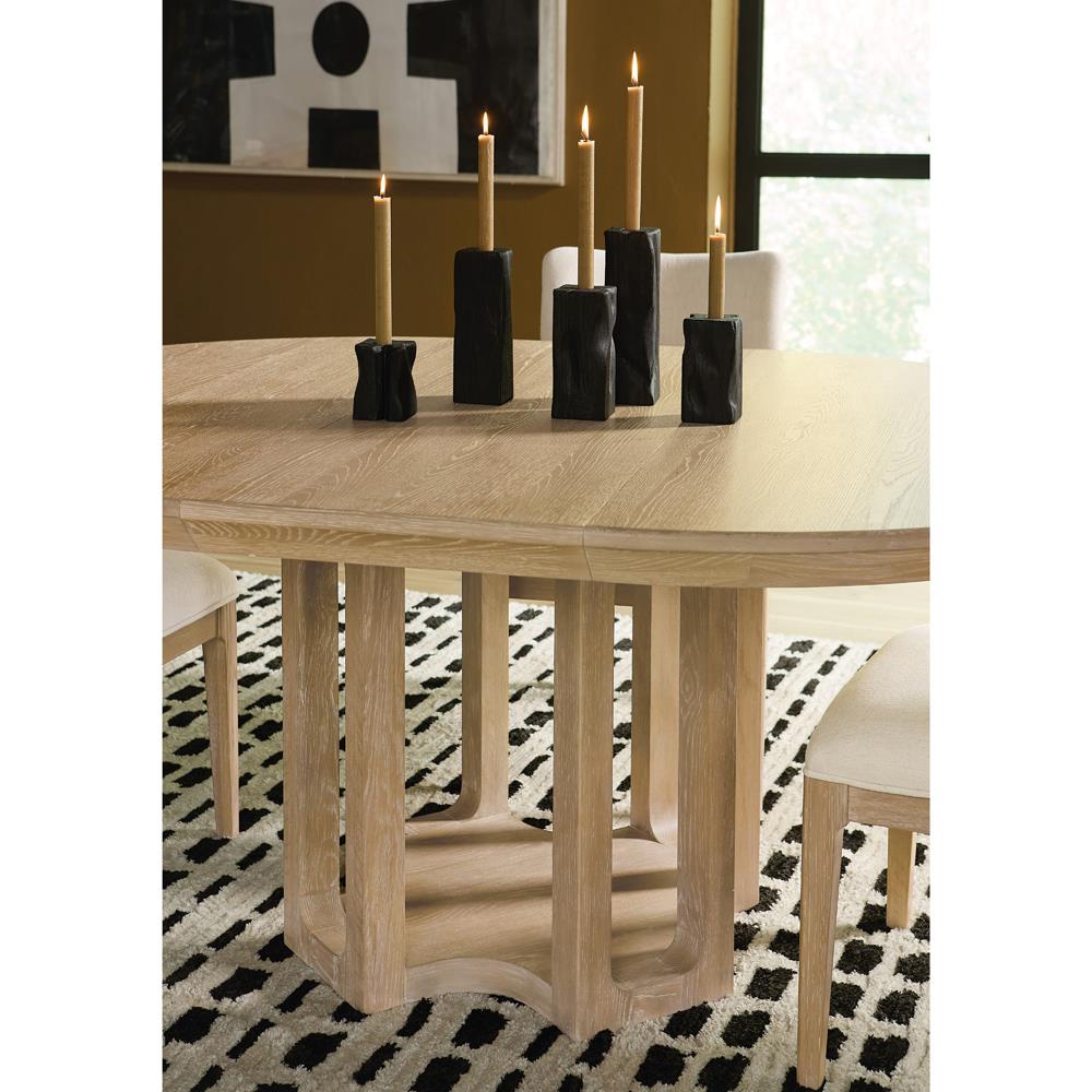 Xavier Modern Classic Brown Oak Round Extendable Dining Table - 54-72"|