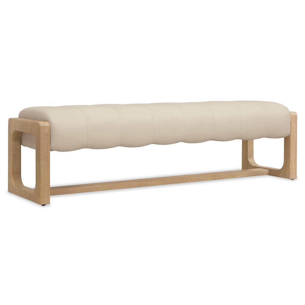 Xavier Modern Classic Cream Leather Brown Oak Bedroom Bench|