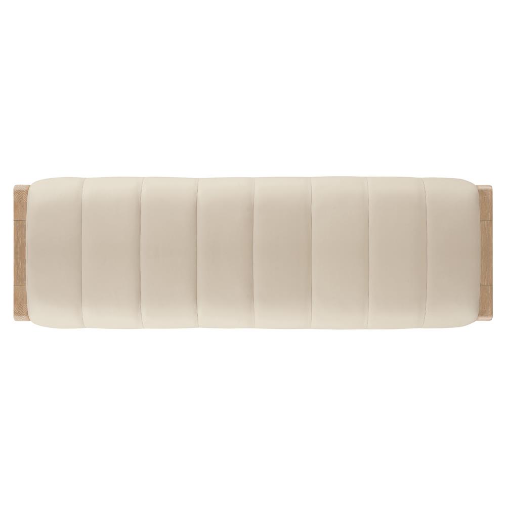 Xavier Modern Classic Cream Leather Brown Oak Bedroom Bench|