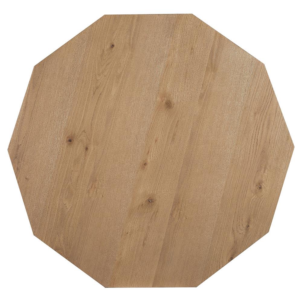 Kara Modern Classic Brown Oak Geometric Round Coffee Table|