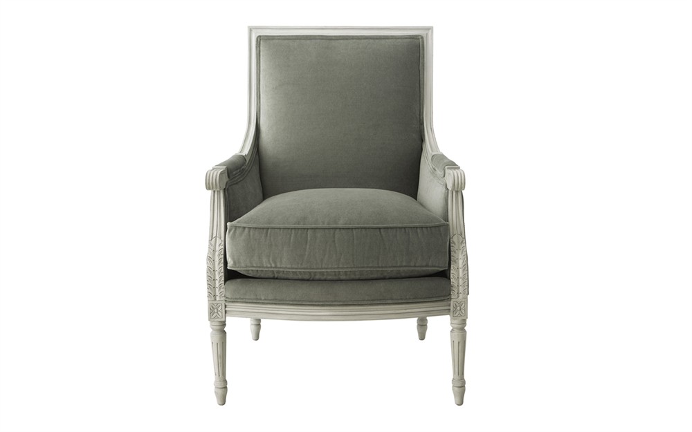 Juliette Sage Velvet Provence Sage Bergere Chair|