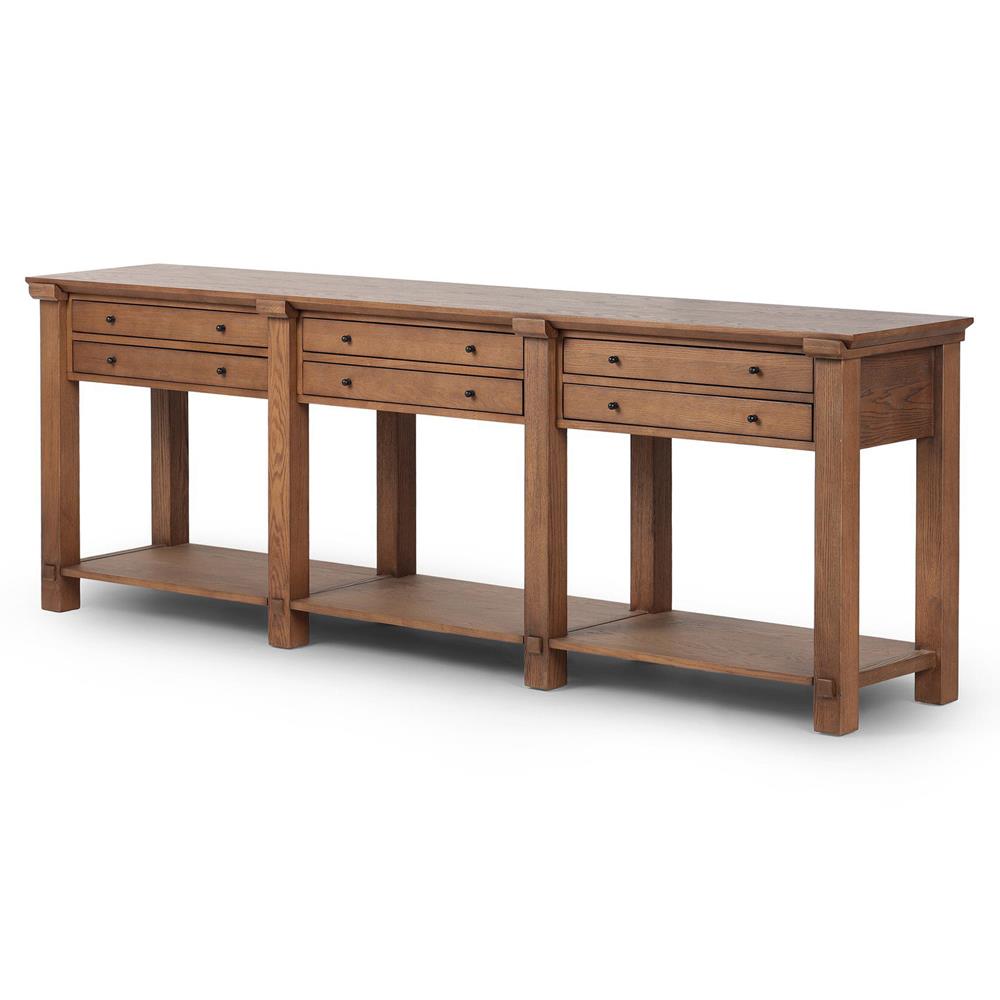 Gavin Rustic Lodge Brown Oak Rectangular Console Table|