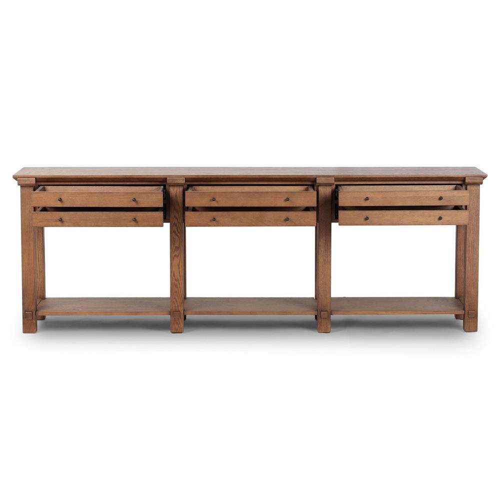 Gavin Rustic Lodge Brown Oak Rectangular Console Table|