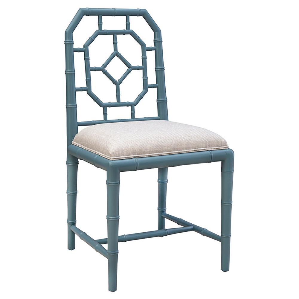 Dalma Coastal Cream Performance Light Blue Wood Dining Chair|