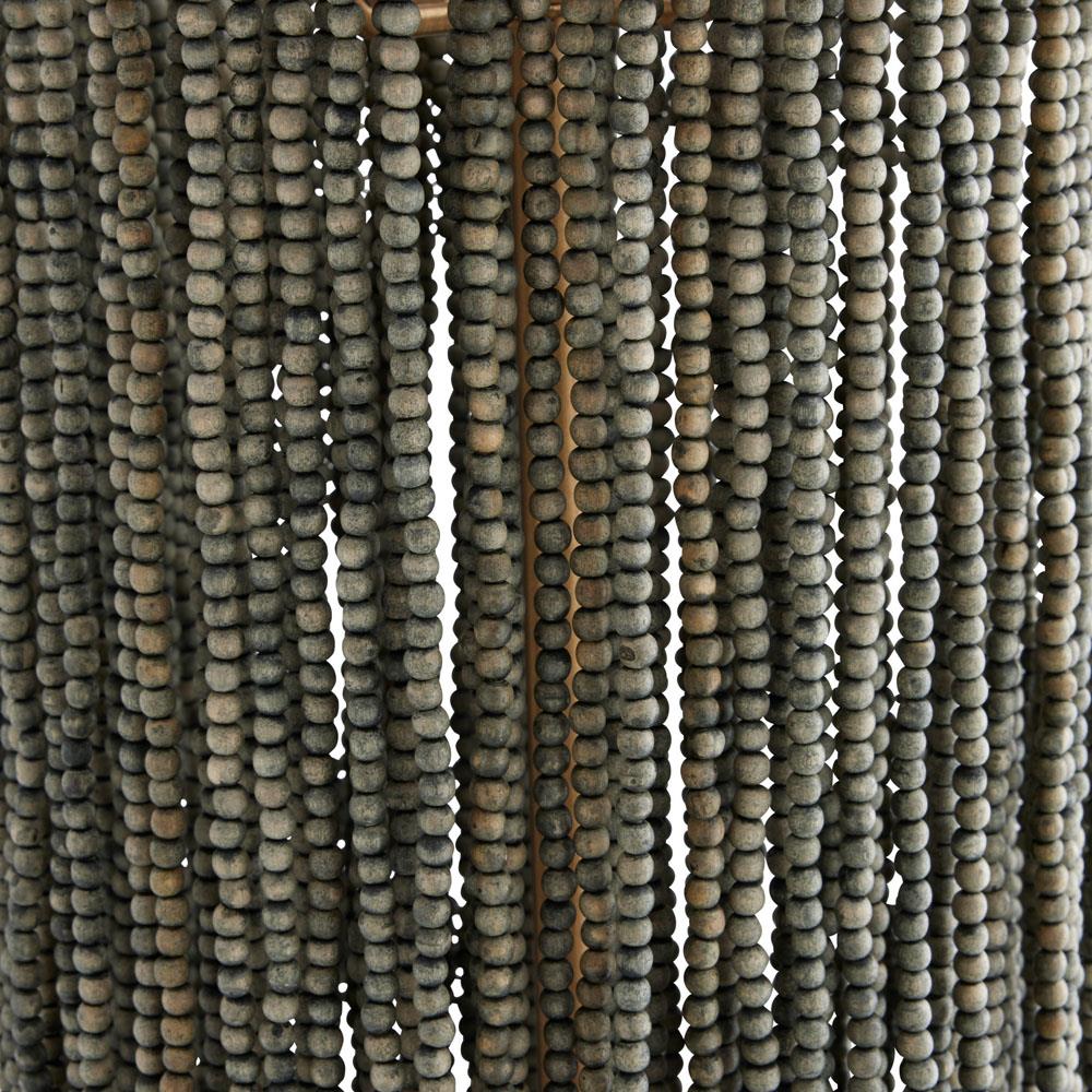 Baja Coastal Beach Dark Grey Beaded Wood Pendant|