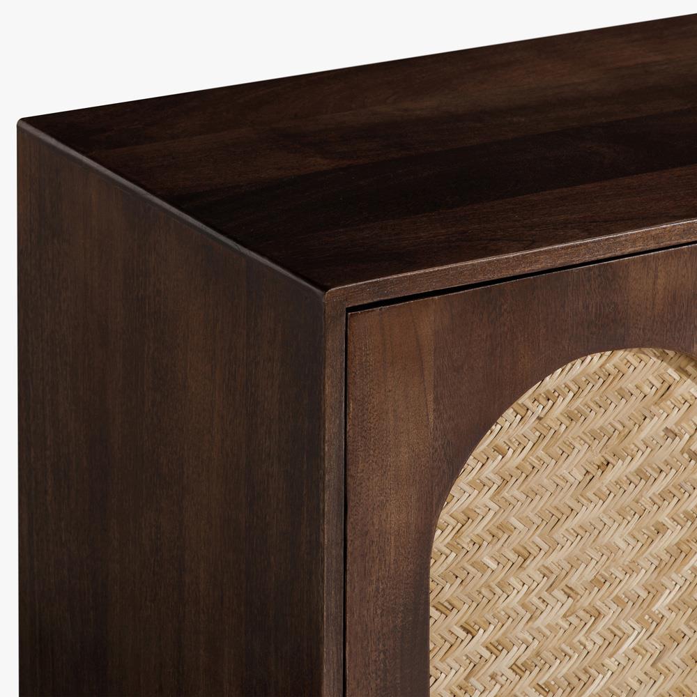 Draven Updated Traditional Brown Mango Wood Woven Cane Sideboard