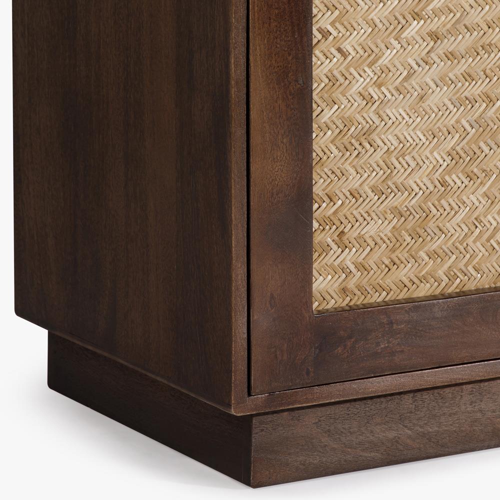 Draven Updated Traditional Brown Mango Wood Woven Cane Sideboard