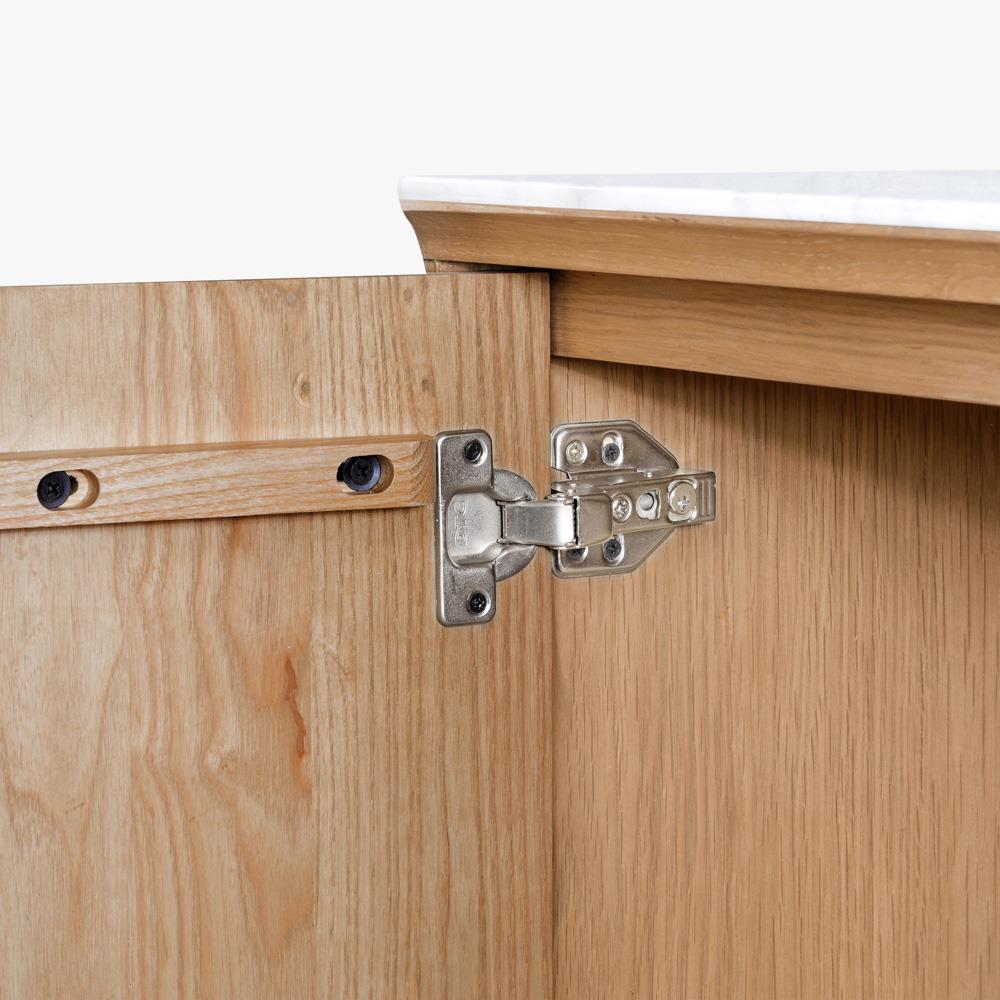 Cadence Modern Classic Marble Reeded Oak Wood Media Cabinet - 38"|