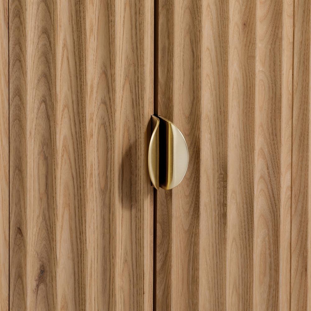 Cadence Modern Classic Marble Reeded Oak Wood Media Cabinet - 38"|