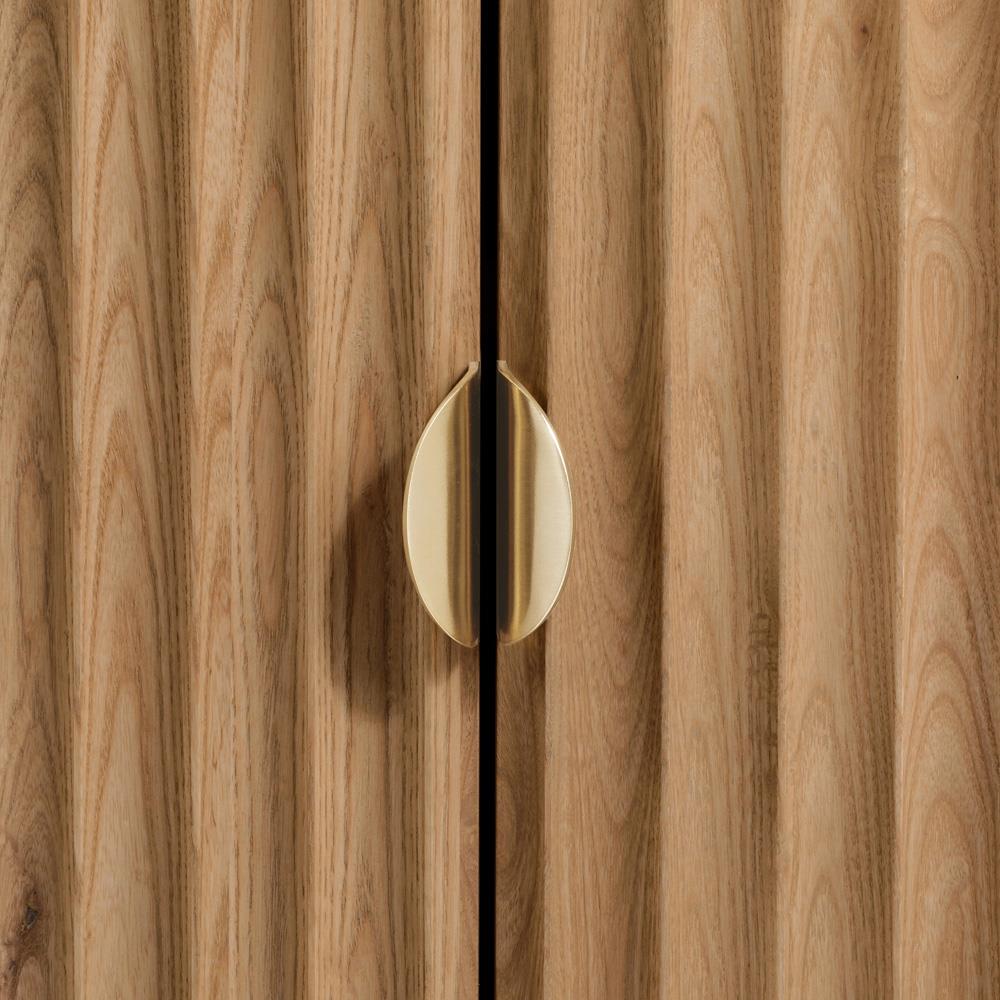 Cadence Modern Classic Marble Reeded Oak Wood Media Cabinet - 38"|