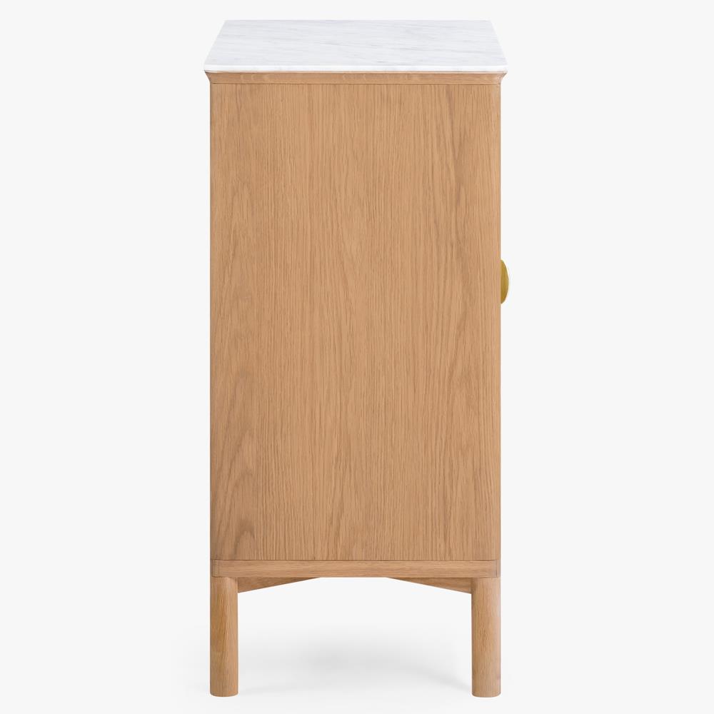 Cadence Modern Classic Marble Reeded Oak Wood Media Cabinet - 38"|