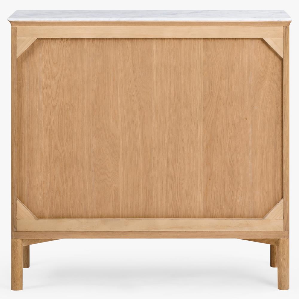 Cadence Modern Classic Marble Reeded Oak Wood Media Cabinet - 38"|