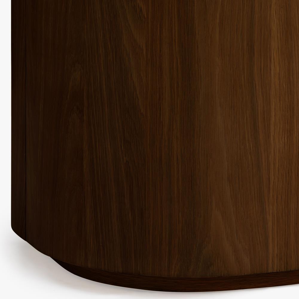 Theron Modern Classic Walnut Oak Wood Round Side Table Standard (14 ...