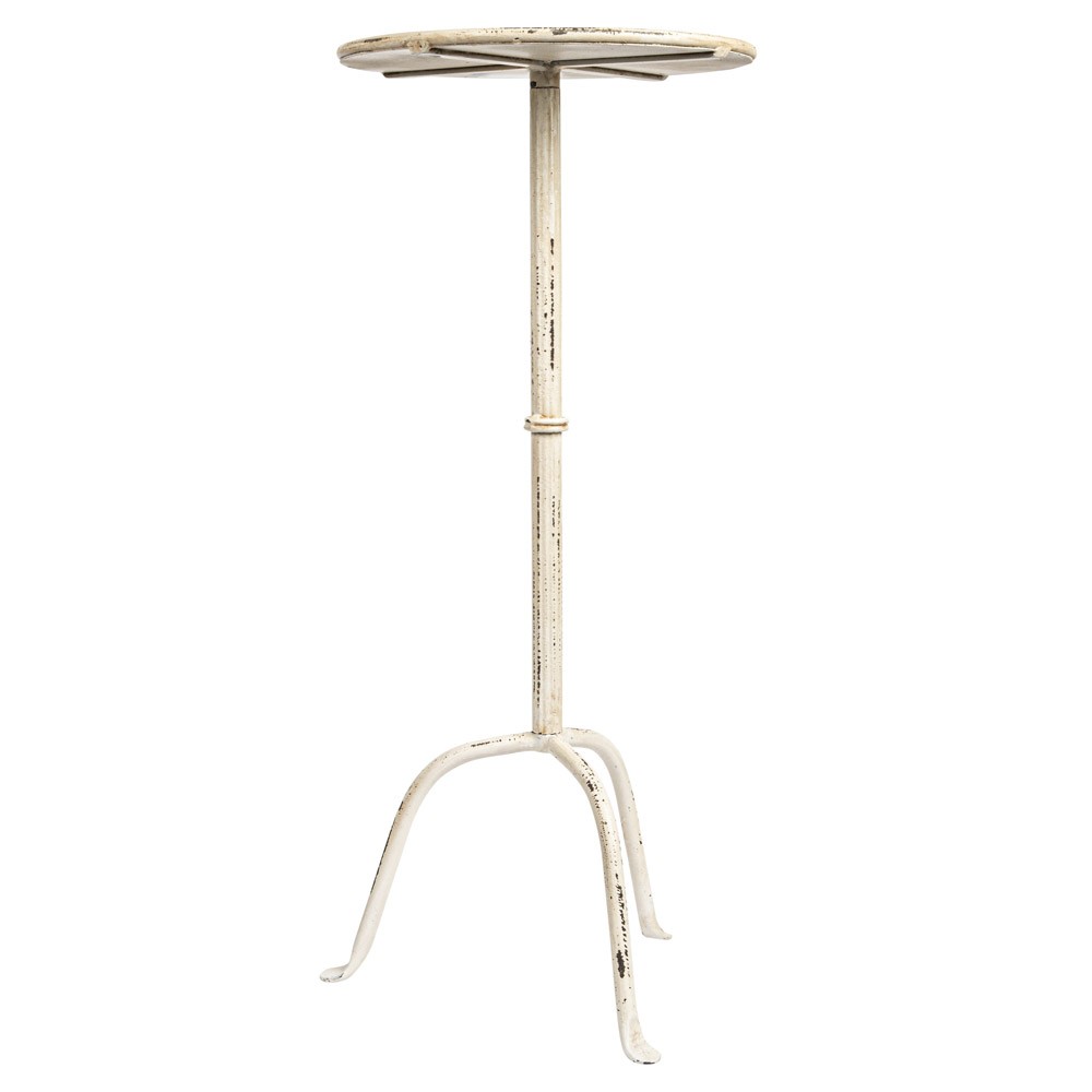 Felix French Country Antique White Iron Round Drink Table|
