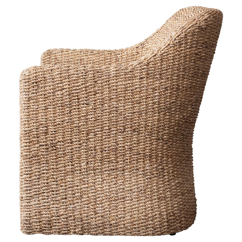 Enzo Coastal Beach Woven Water Hyacinth Arm Chair | Kathy Kuo Home