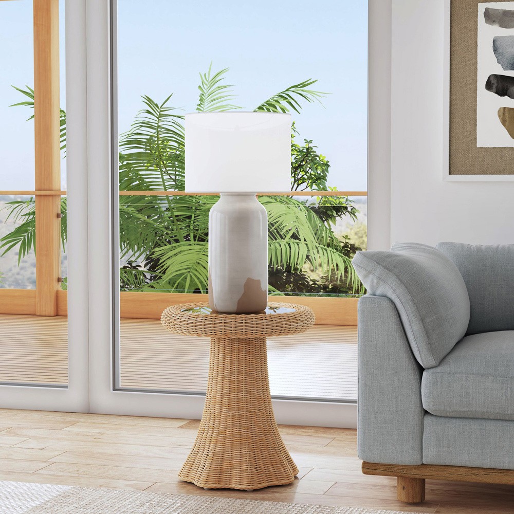 Ansel Coastal Beach Natural Rattan Scalloped Side End Table Standard ...