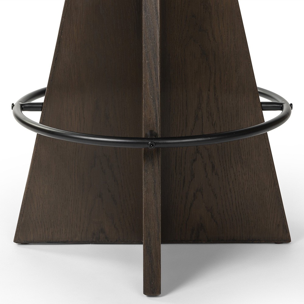 Donovan Mid Century Taupe Velvet Oak Wood Swivel Counter Stool|