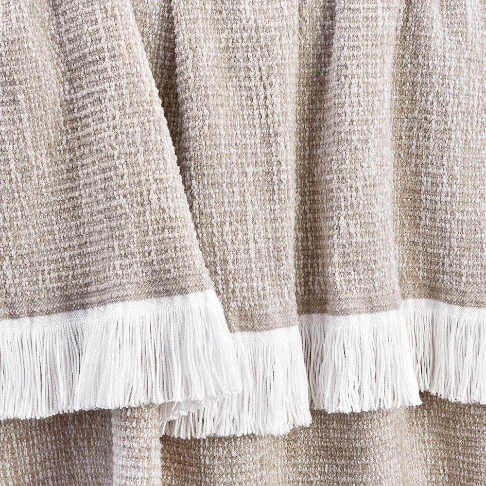 Haleigh Beige Crosshatch Textured Indoor / Outdoor Throw Blanket|