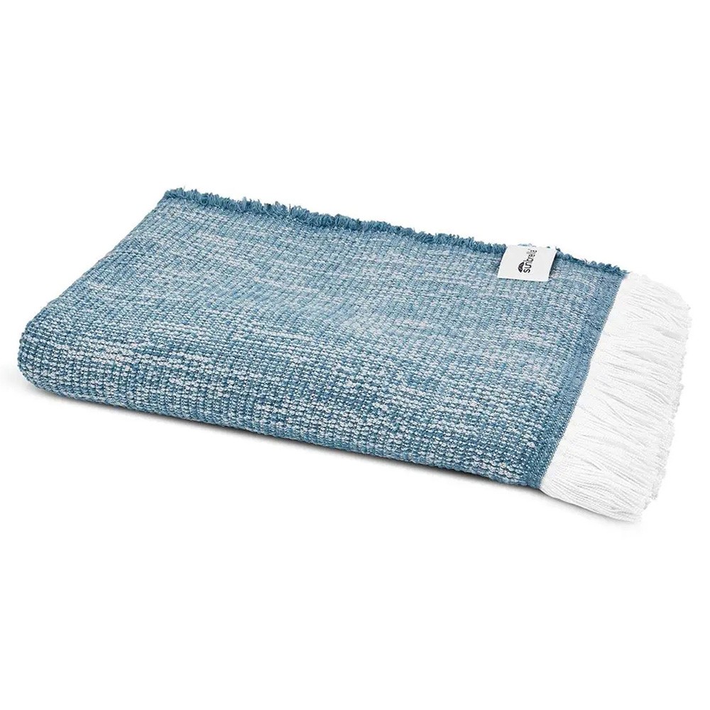 Haleigh Blue Crosshatch Textured Indoor / Outdoor Throw Blanket|