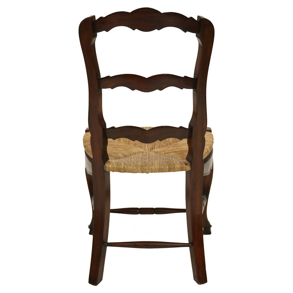 Lacey Rustic Brown Mahogany Woven Seat Ladder Back Dining Side Chair|
