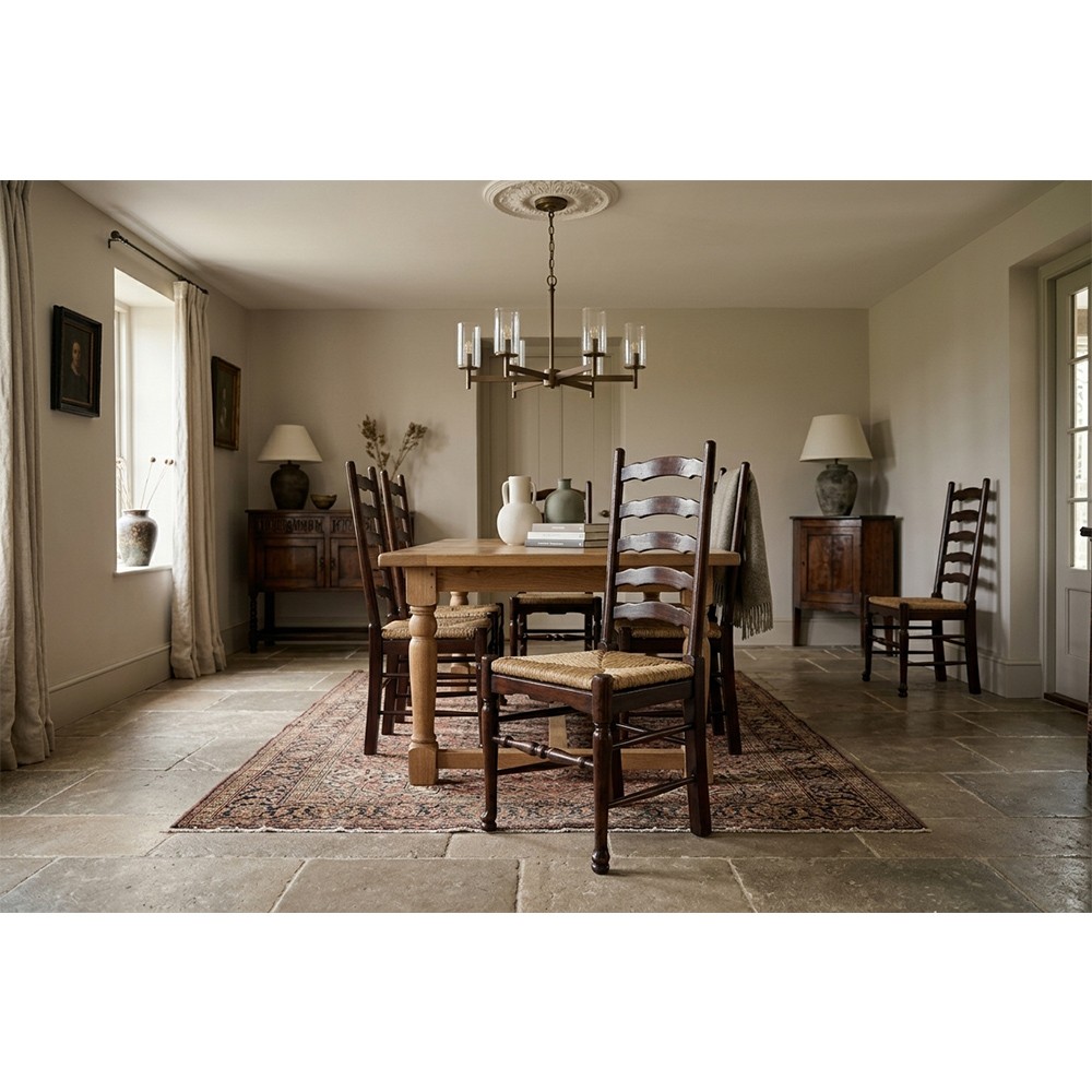 Ezra Updated Traditional Brown Wood Woven Dining Side Chair