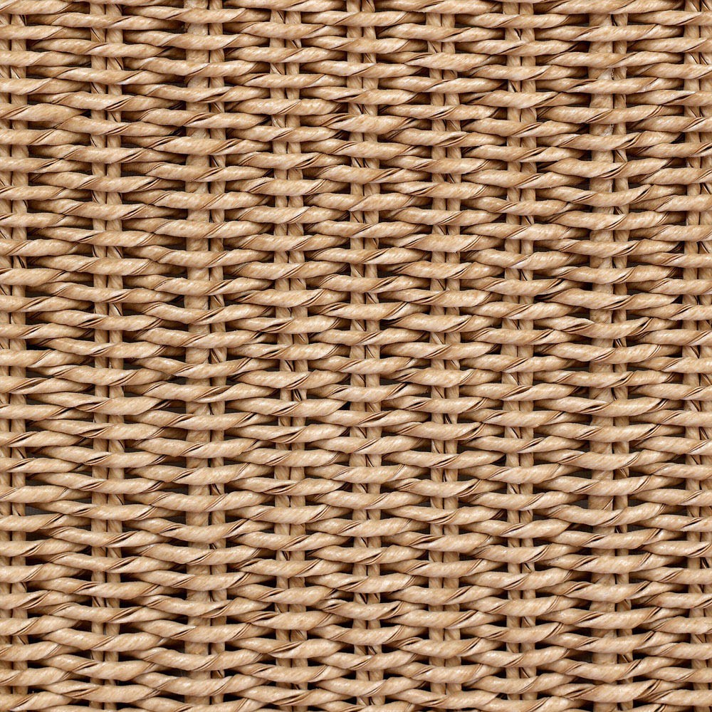 Sophie Coastal Beach White Upholstered Brown Teak Woven Outdoor Dining Arm Chair|