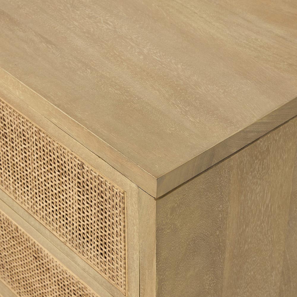 Emilie Coastal Beach Natural Cane Mango Wood Sideboard|