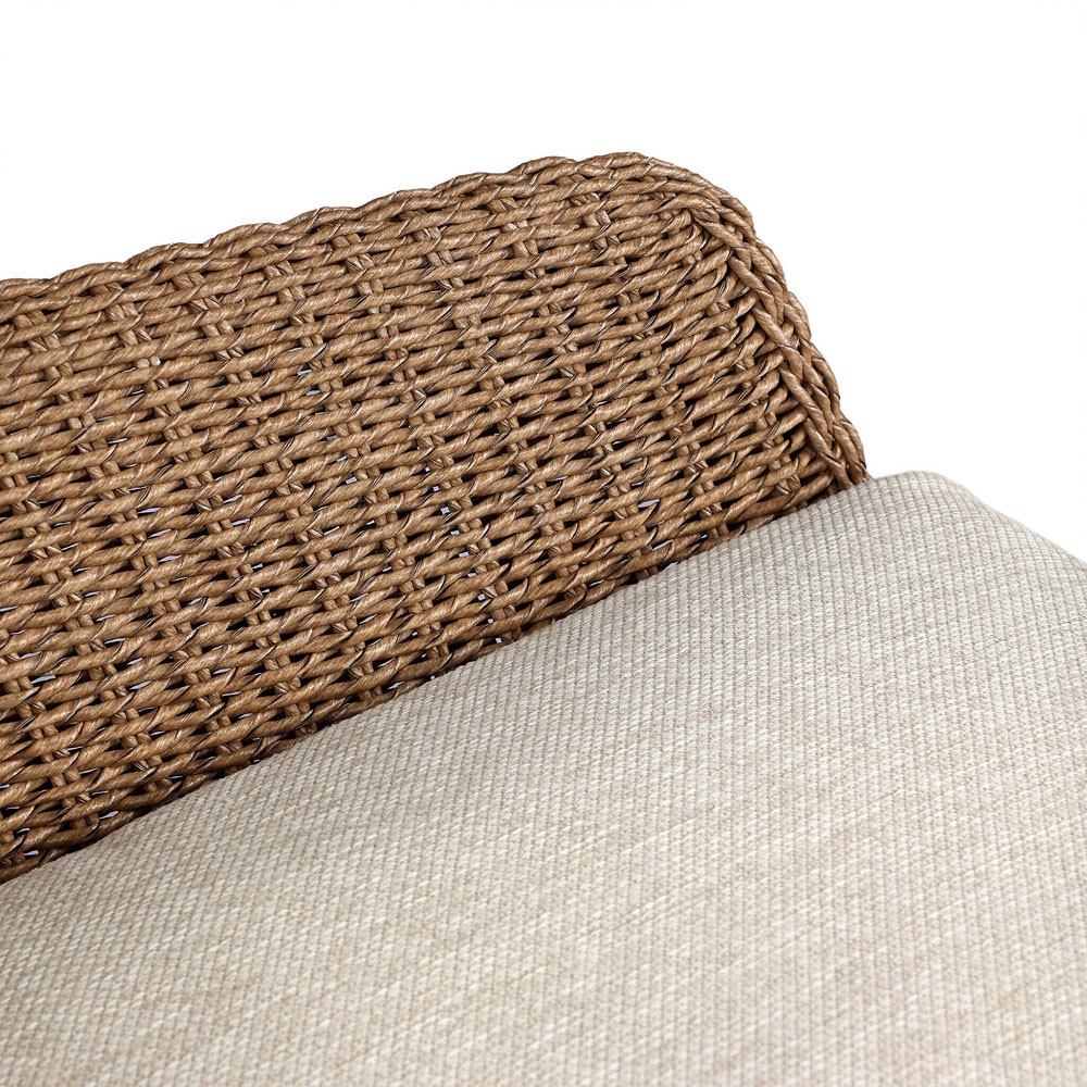Marciana Coastal Beach Beige Upholstered Brown Woven Wicker Outdoor Swivel Chair|