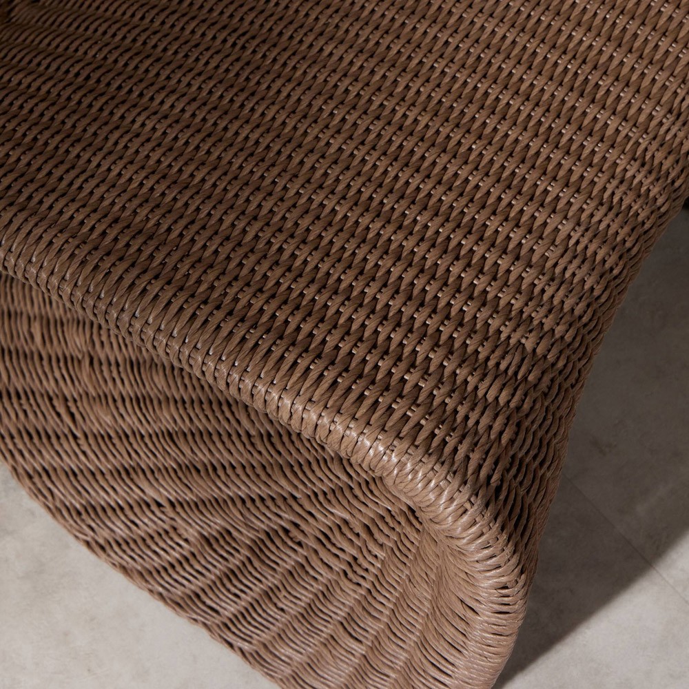 Ivanna Coastal Beach Dark Brown Woven Wicker Outdoor Lounge Chair|
