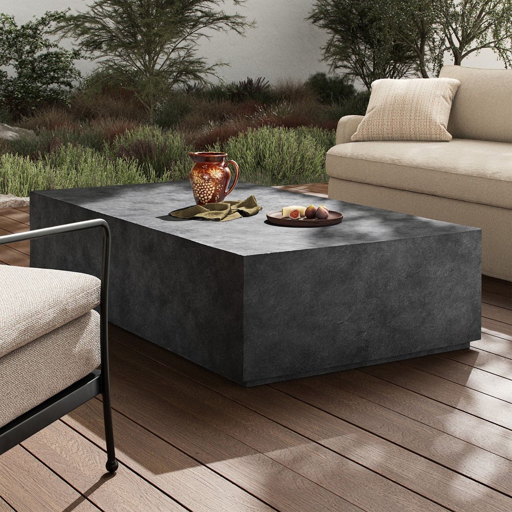 Lenka Modern Classic Dark Grey Aluminum Rectangular Outdoor Block 