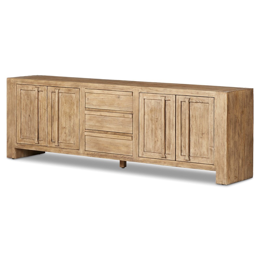Nerin Coastal Beach Distressed Brown Wood Sideboard|