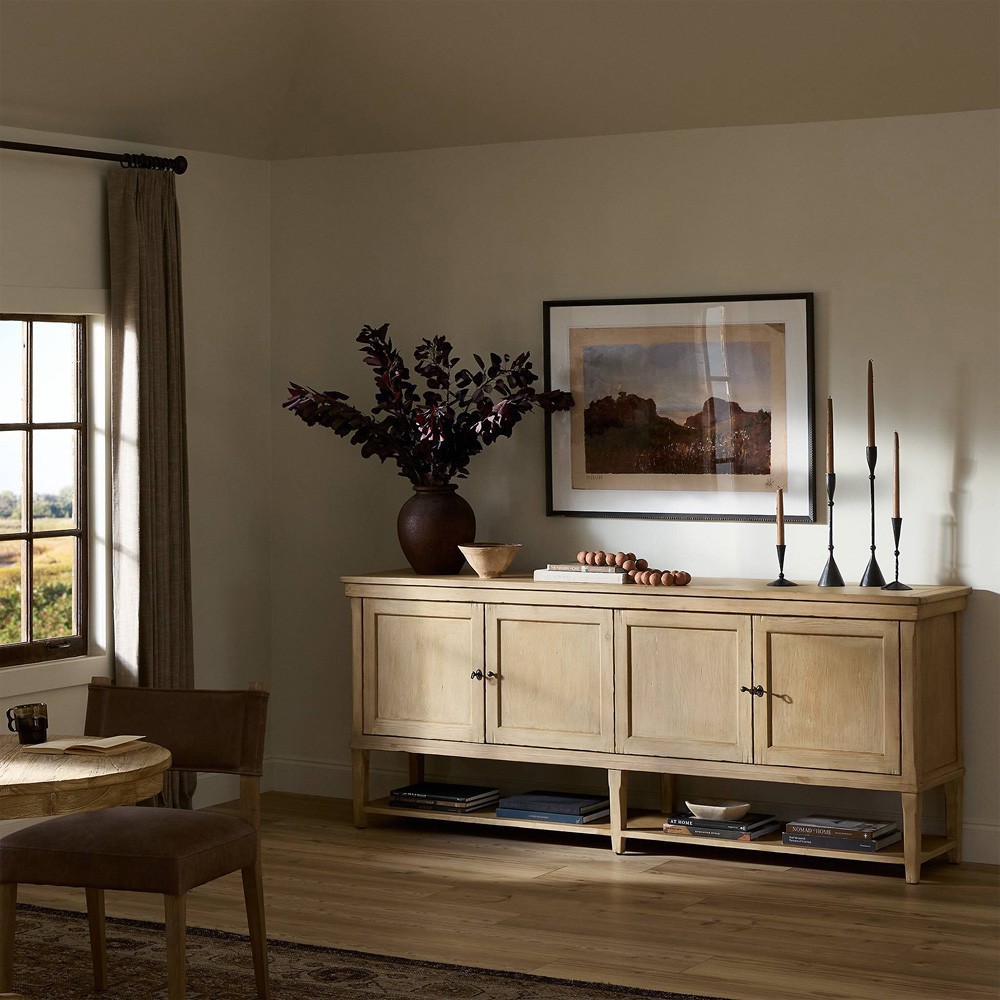 Miles Updated Traditional Aged Brown Wood Sideboard|