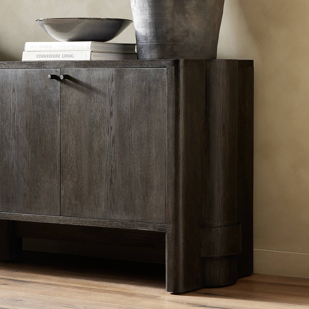 Olson Rustic Lodge Dark Brown Oak Wood Sideboard|
