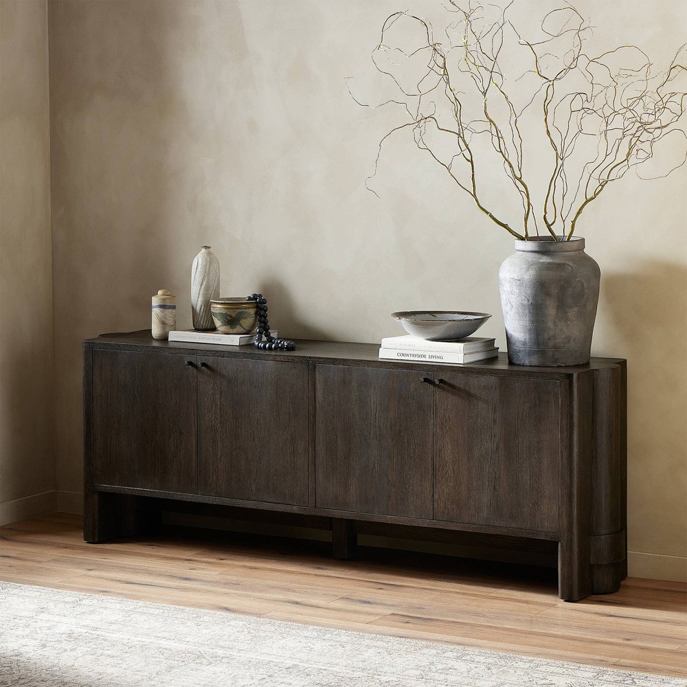 Olson Rustic Lodge Dark Brown Oak Wood Sideboard|