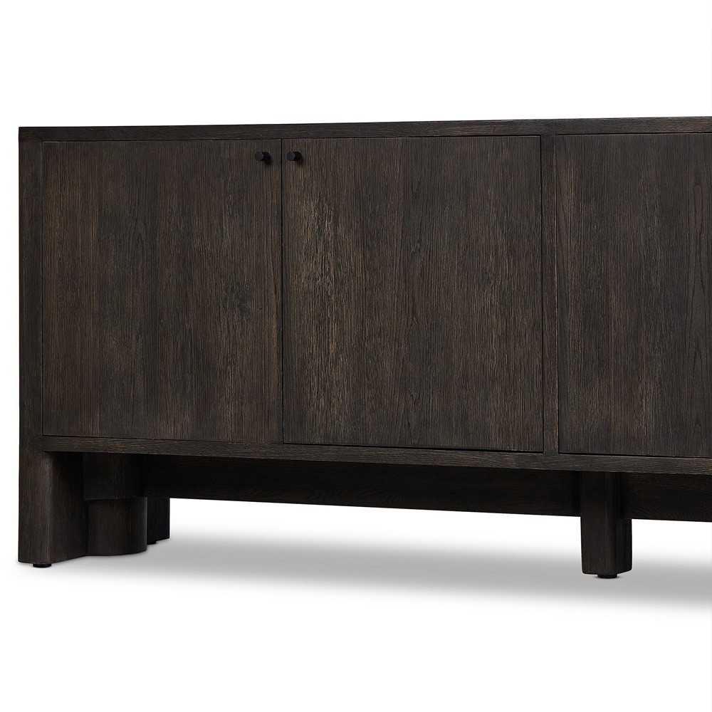 Olson Rustic Lodge Dark Brown Oak Wood Sideboard|