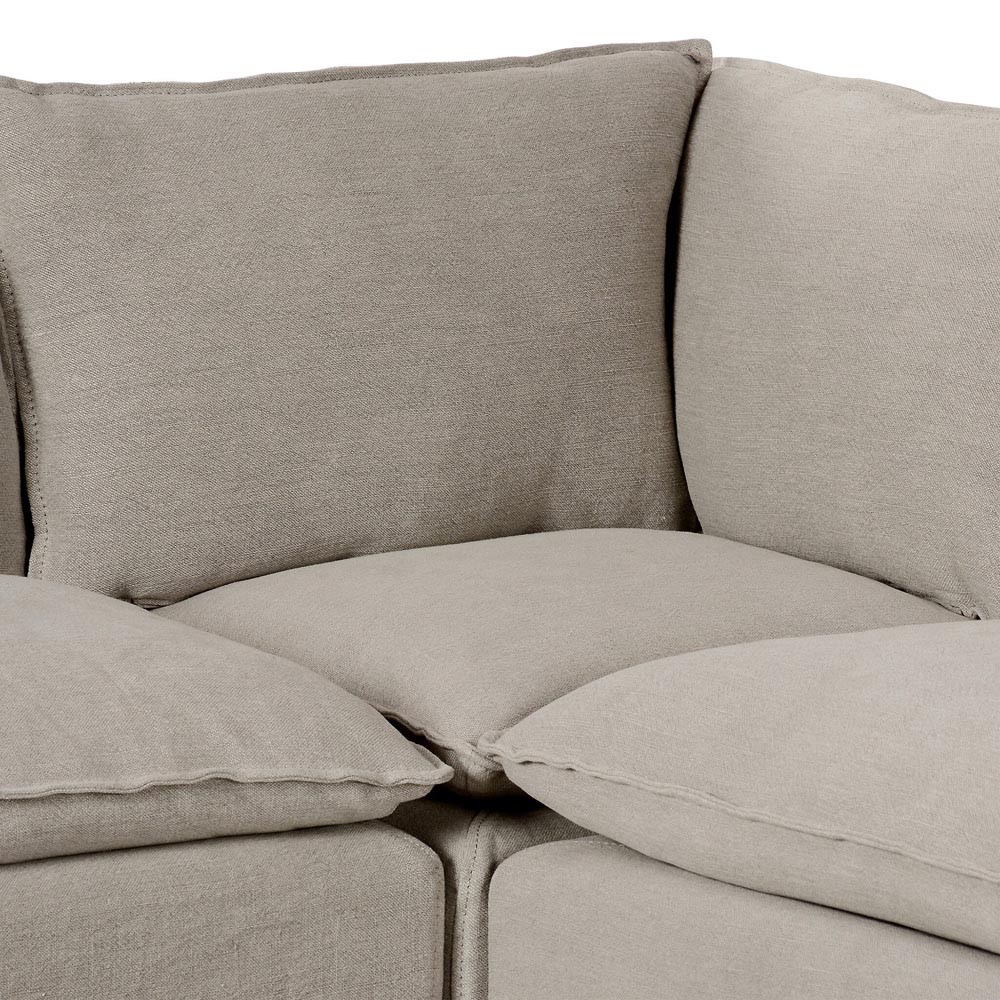 Andrew Updated Traditional Grey Linen Slipcovered Dining Banquette - 80"|