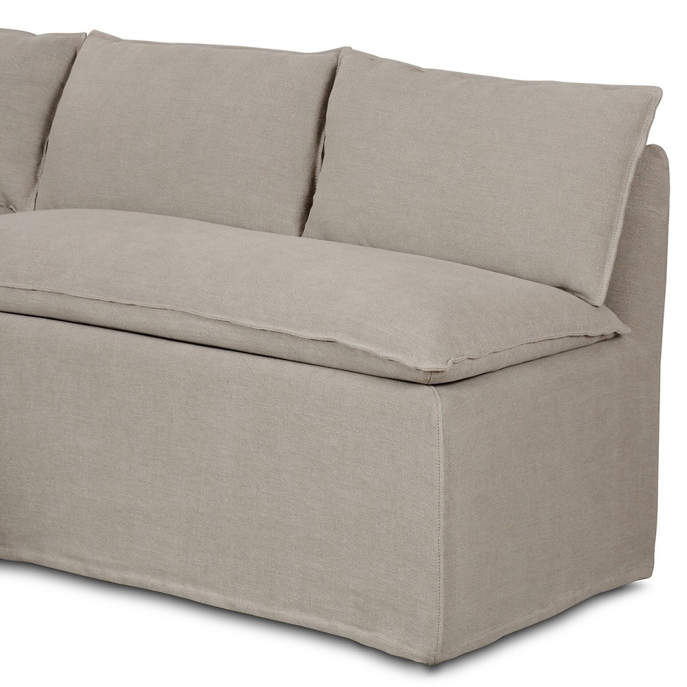 Andrew Updated Traditional Grey Linen Slipcovered Dining Banquette - 80"|