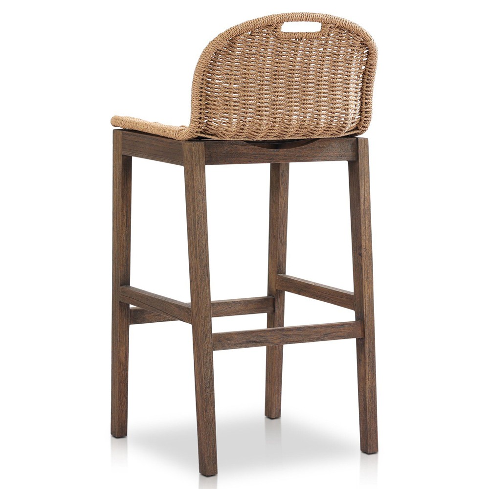 Tiffer Stained Saddle Brown Teak Wood Textured Counter Stool