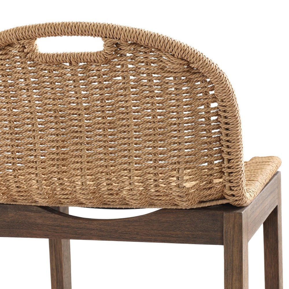 Tiffer Stained Saddle Brown Teak Wood Textured Counter Stool