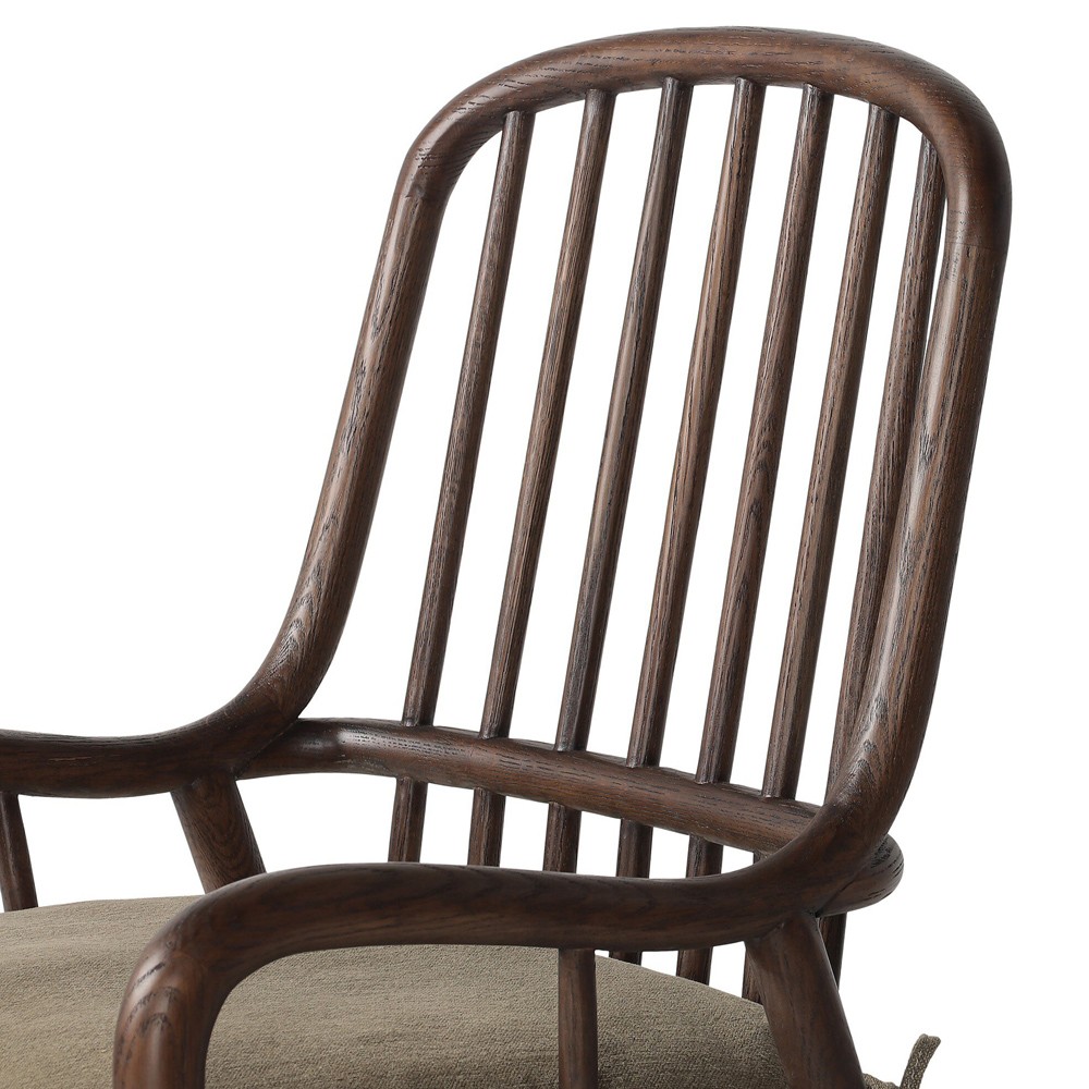 Brenna Broadway Olive Linen Dining Arm Chair | Kathy Kuo Home
