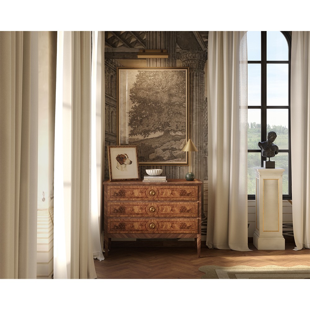 Raphael Updated Traditional Grey Landscape Black Frame Illustration - 53x39|