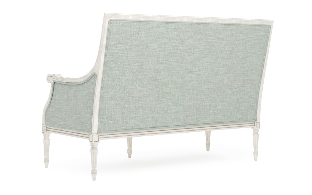Juliette Spring Blue Textured Weave Vintage White Settee|