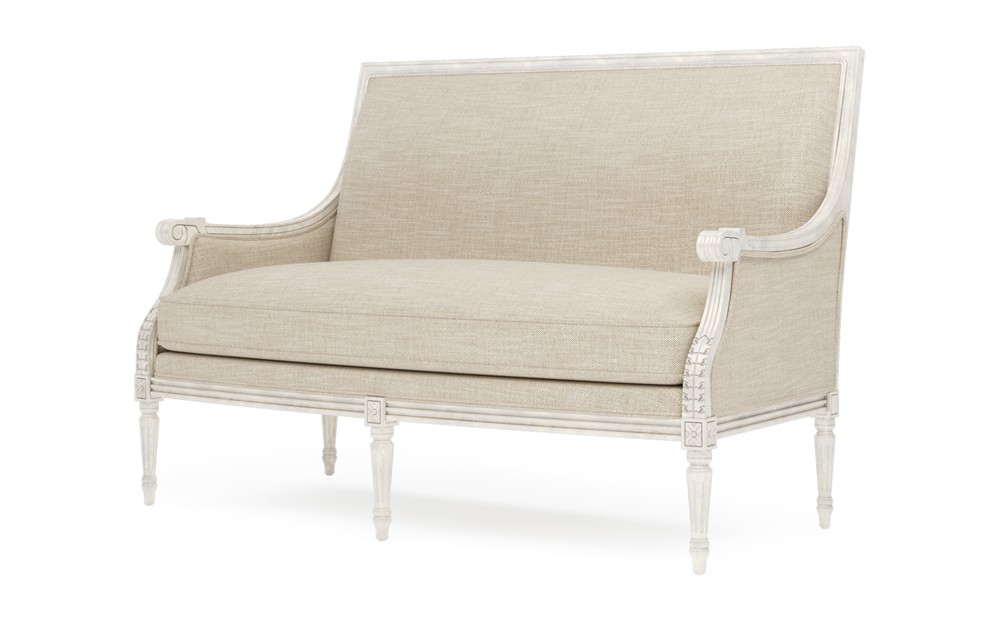 Juliette Pebble Shore Textured Weave Vintage White Settee|