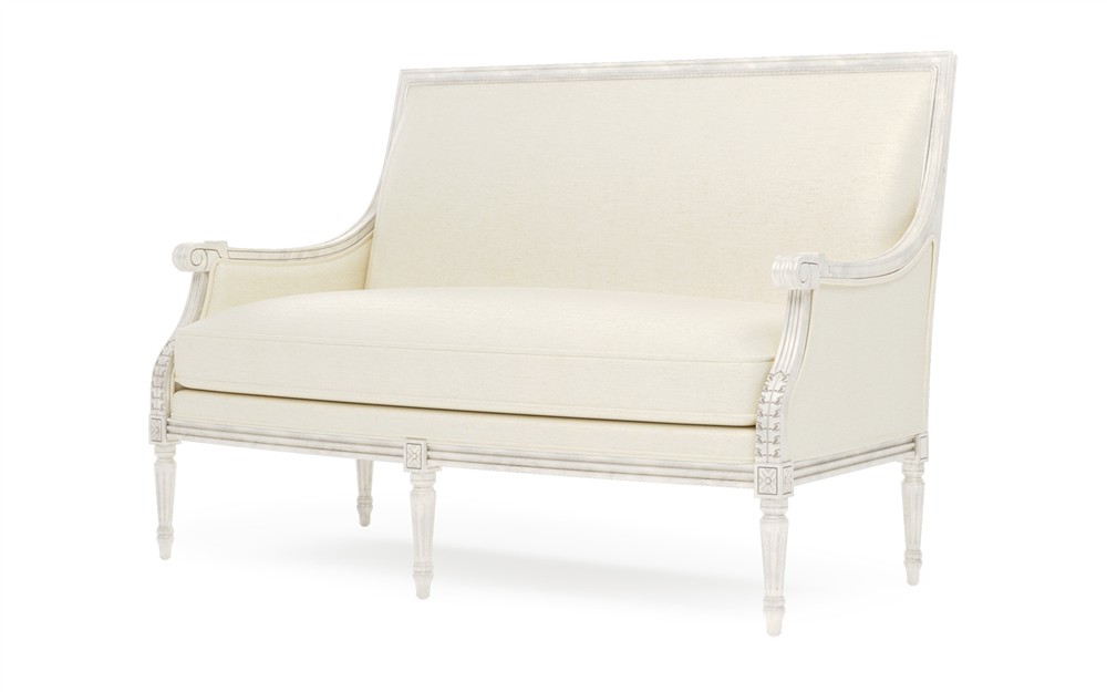 Juliette Heathered Ivory Crypton Vintage White Settee|