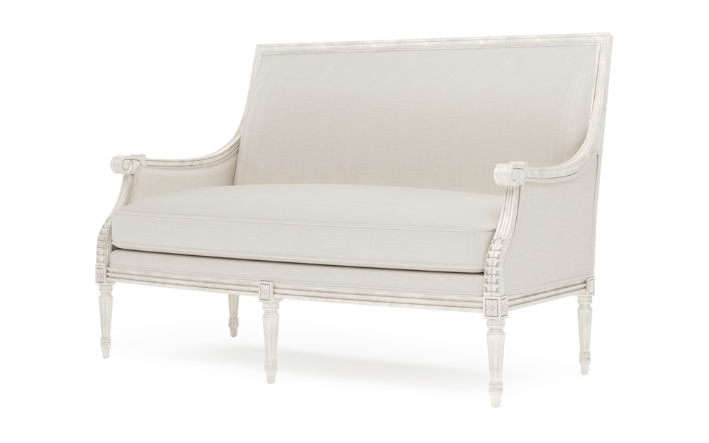 Juliette Fog Performance Vintage White Settee|
