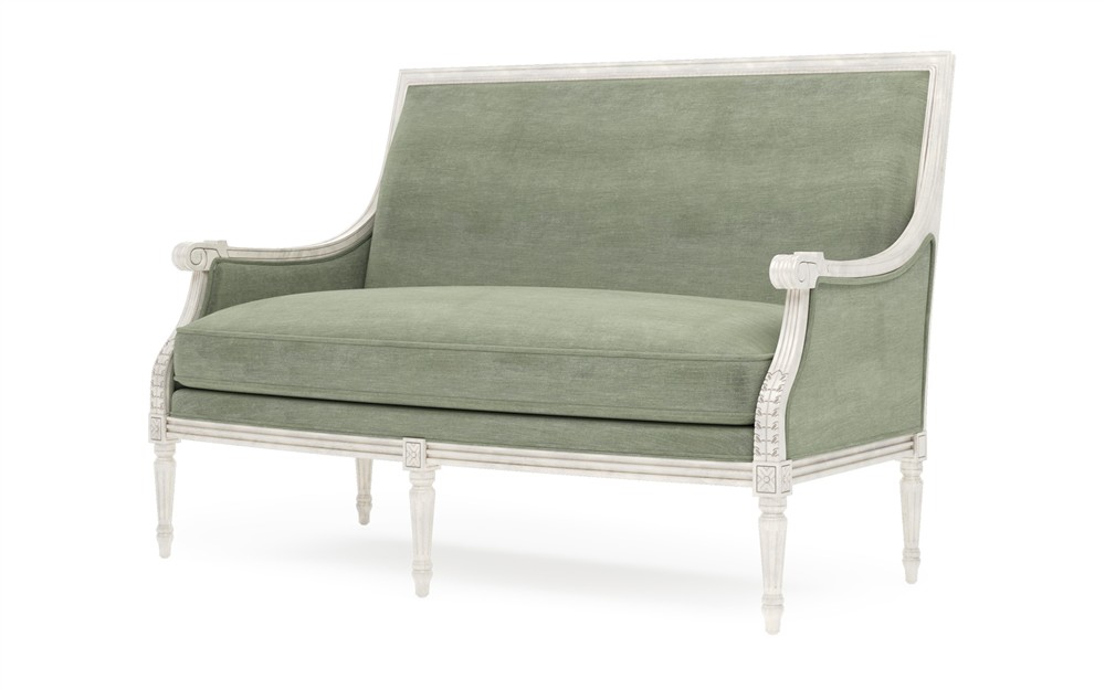 Juliette Lustre Verde Velvet Vintage White Settee|