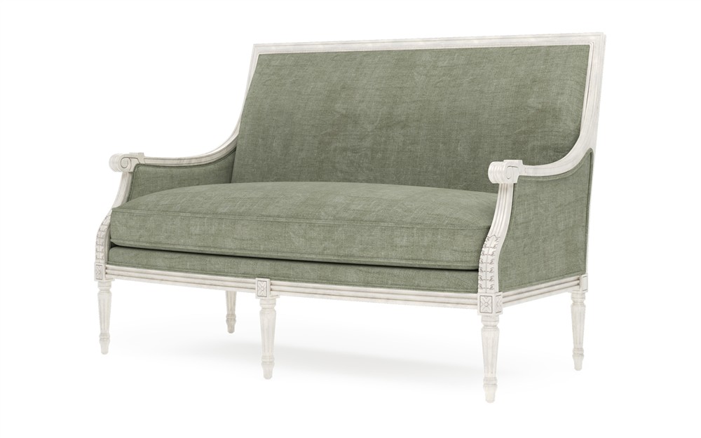 Juliette Willow Green Velvet Vintage White Settee|
