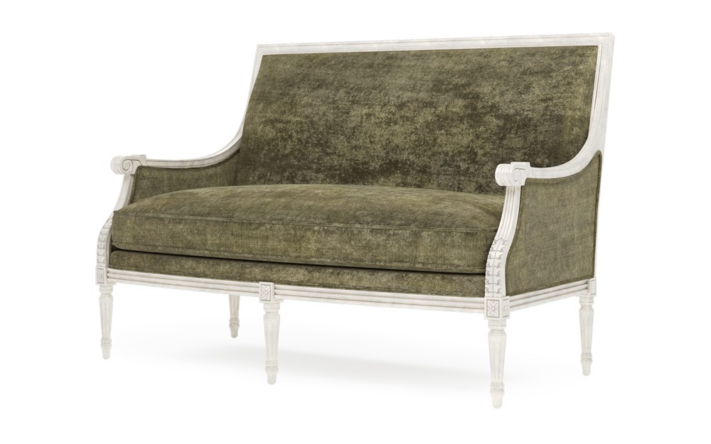 Juliette Fern Velvet Vintage White Settee|