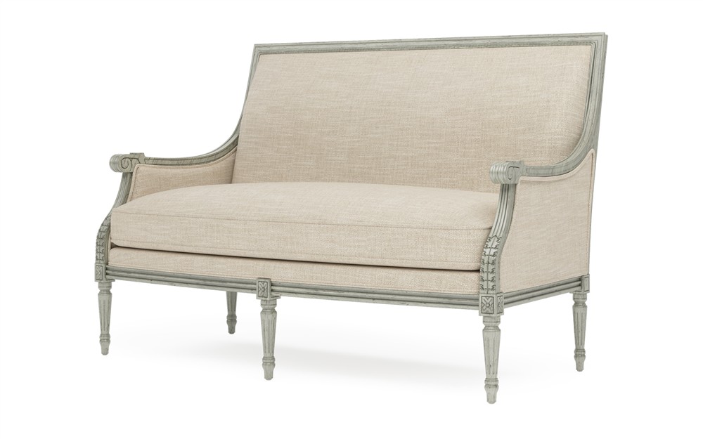 Juliette Pebble Shore Textured Weave Provence Sage Settee|