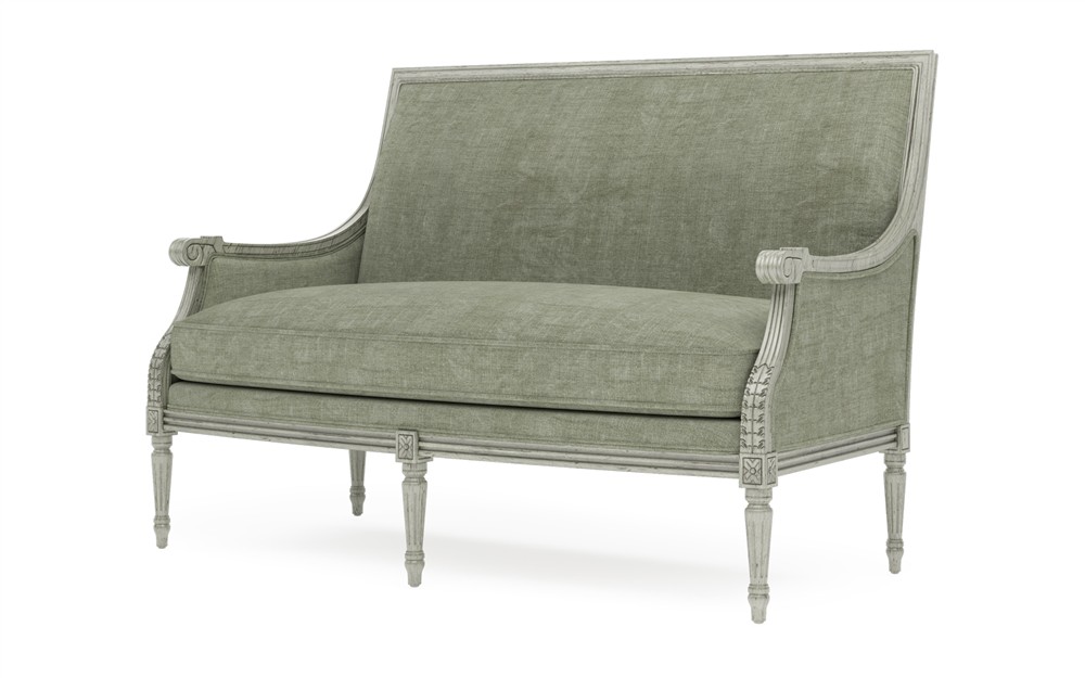 Juliette Willow Green Velvet Provence Sage Settee|